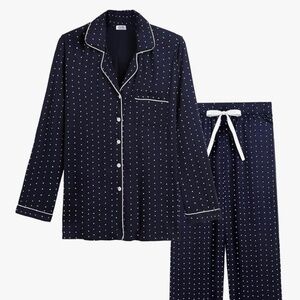 Joyaria long sleeve blue polka dot pajama set size large